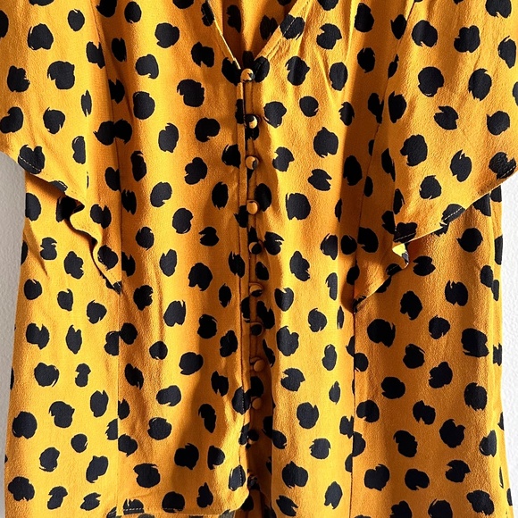 MadeWELL Carmelina Flutter-Sleeve Top | Painted Spots Egyptian Gold | Size 0 | - Picture 7 of 14